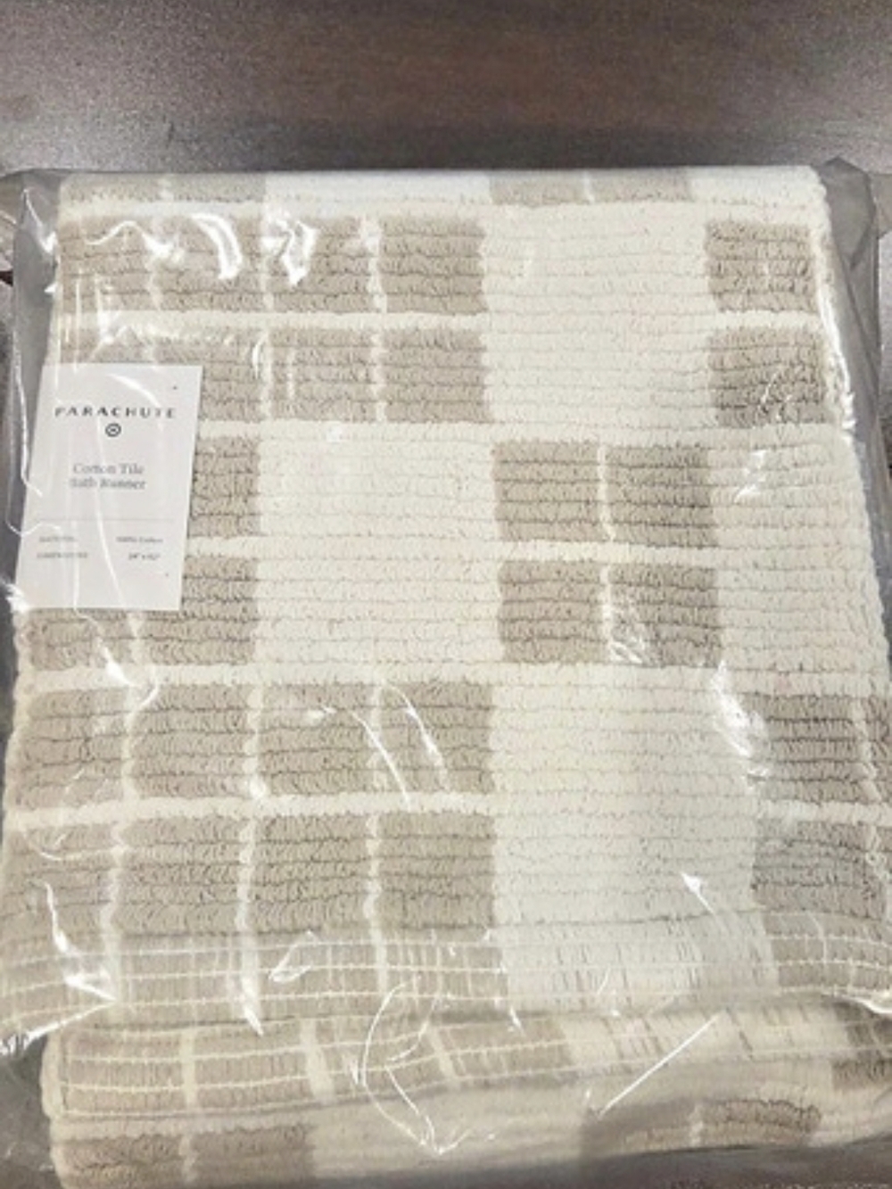Parachute Cotton Tile Bath Runner Geometric Cotton Bath Runner in Cream & Gray